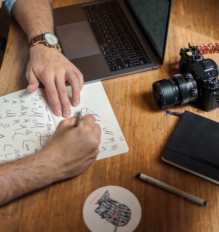 Man doing calligraphy