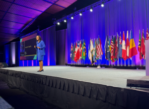 Keynote speaker, Erica Dhawan presenting to us on day 2 of WCUC 2024